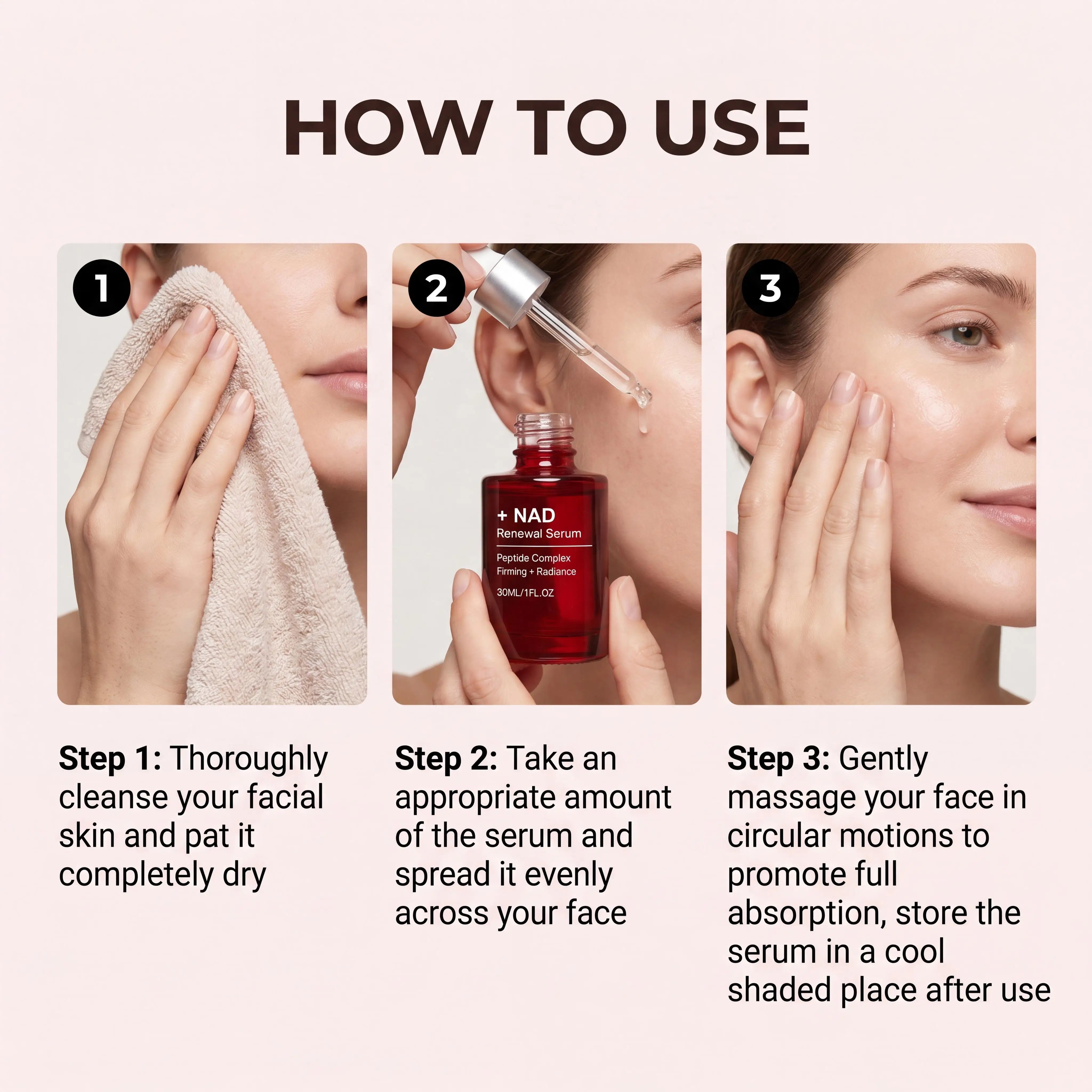 NAD Renewal Serum Peptide Complex Firming Brightening Anti Aging Hydrating Smooth Fine Lines Boosting Radiance Face Essence NAD Renewal Serum