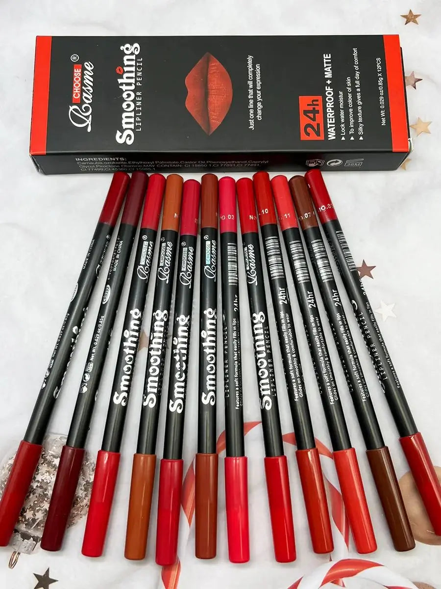 12 Pcs Long-Lasting Lipstick Set with Professional Lip Liner Pencil and Matte Lip Gloss for Women Valentine's Day Gifts