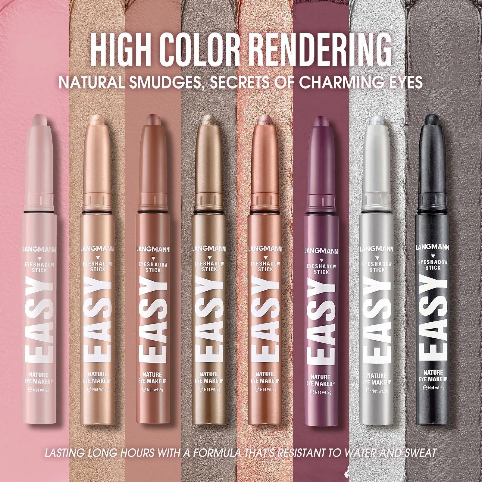 Shimmer & Matte Multi-Color Eyeshadow Sticks | Blendable, Long-Lasting Eye Shadow Pencils Smooth Application for Bold or Natural