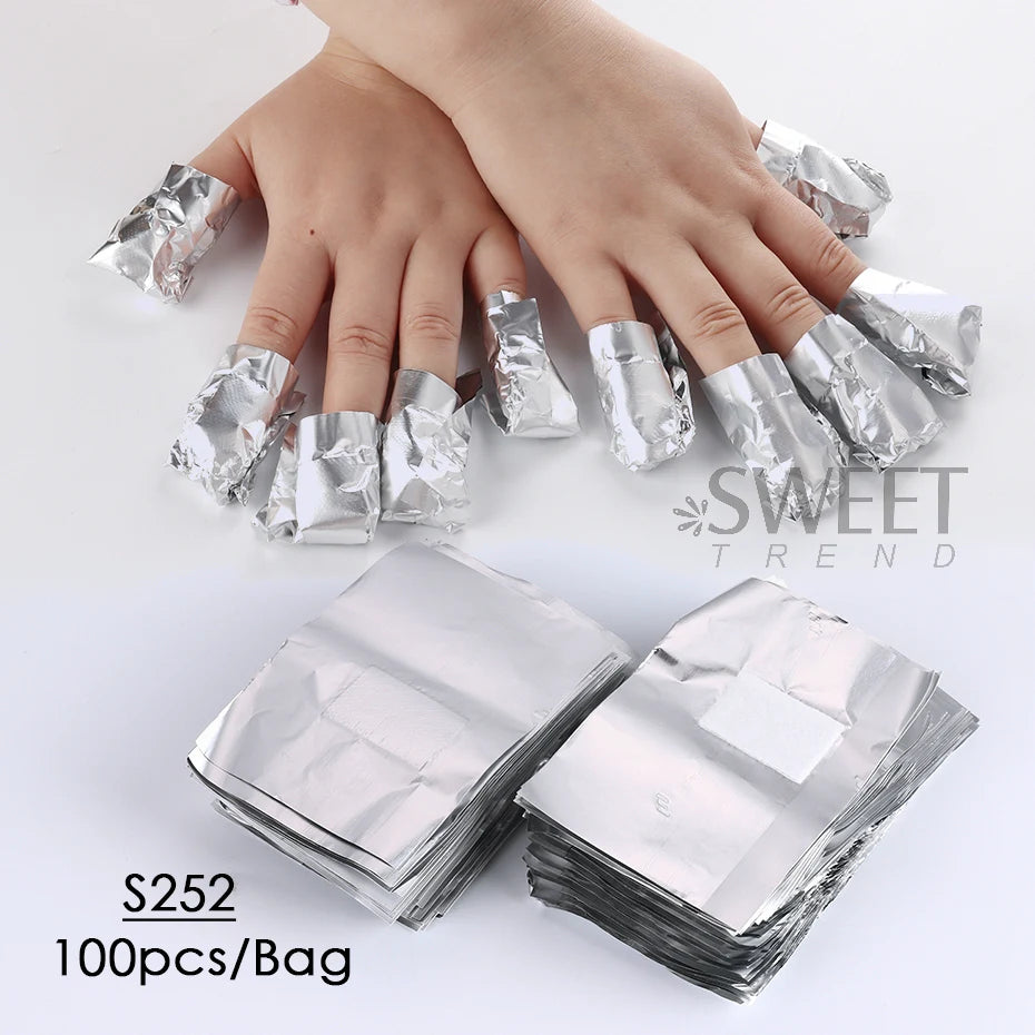 50/100pcs Remover Aluminum Foil Nail Wraps For Soak Off Acrylic Gel Polish Professional Cleaning With Cotton Pad Manicure Tools