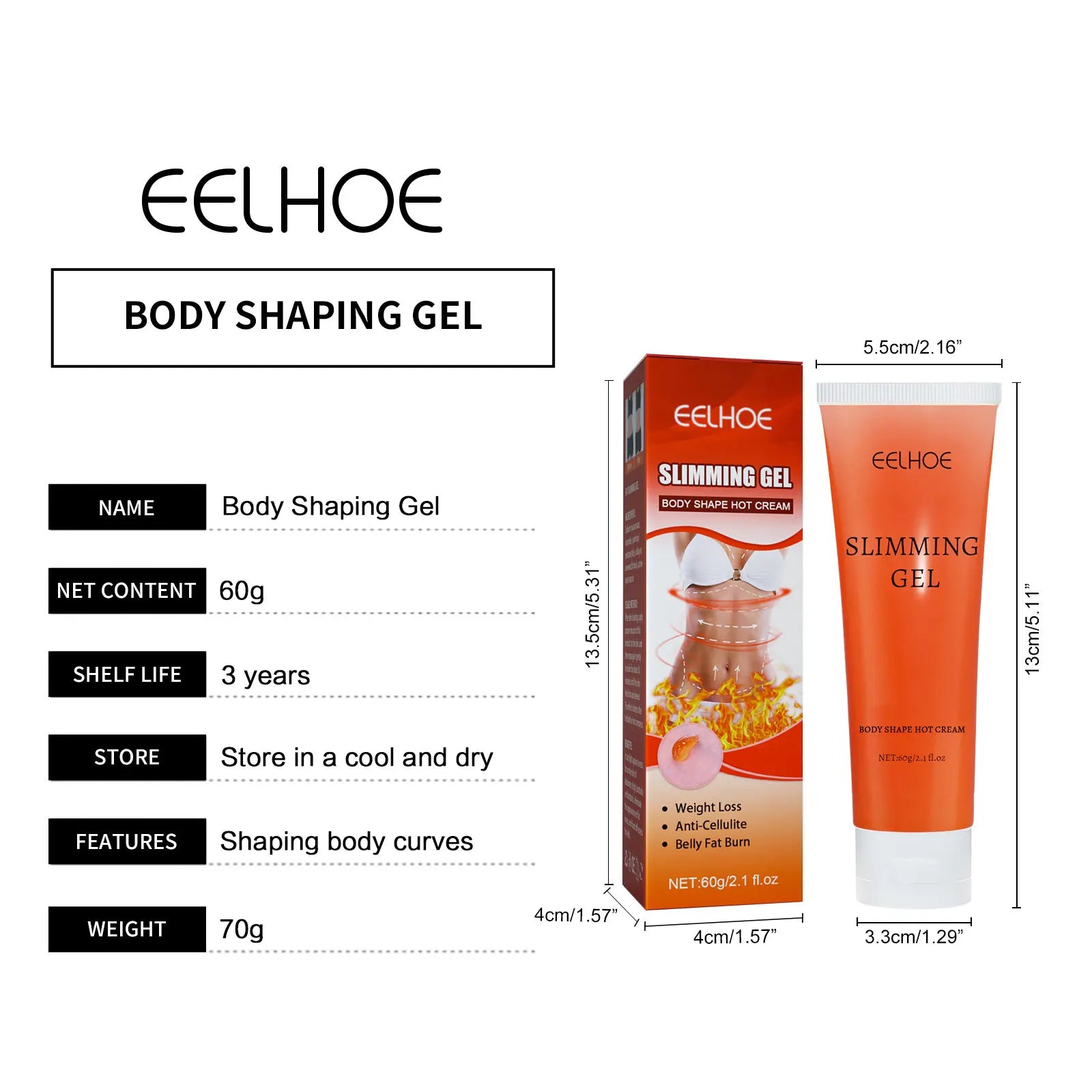 Fat Slimming Gel Firming Skin Tightening Cellulite Remove for Abdomen Waist Weight Loss Massage Beauty Health Body Shaping Cream