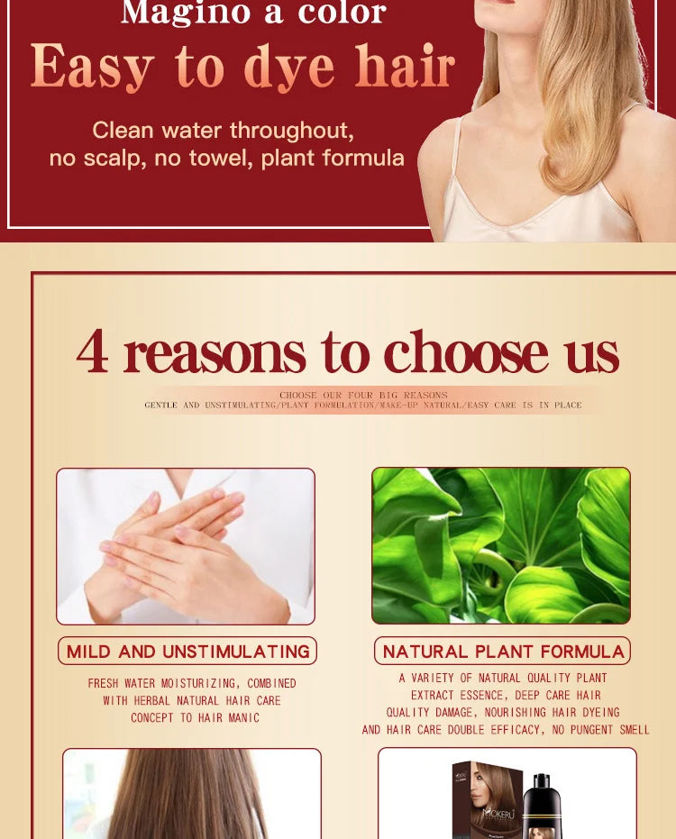 Mokeru Natural Fast Coloring Argan Oil For Hair Dark Brown Argan Speedy Hair Color Shampoo for Gray Hair Dye Shampoo
