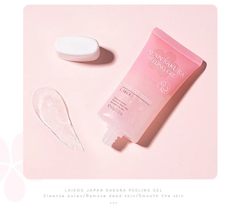 LAIKOU Exfoliating Face Scrub Peeling Gel Moisturizing Whitening Sakura Japan Remove Blackhead Acne Detoxifies & Clean All Skin