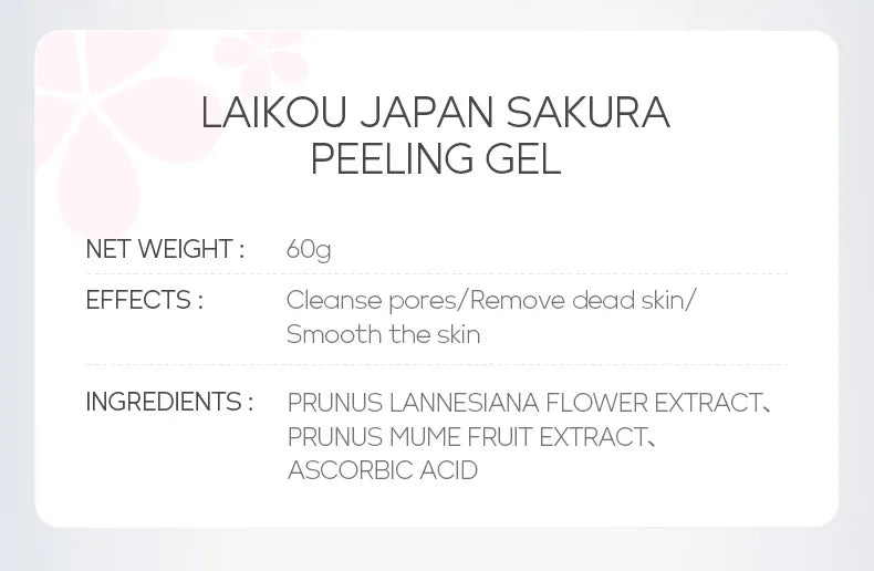 LAIKOU Exfoliating Face Scrub Peeling Gel Moisturizing Whitening Sakura Japan Remove Blackhead Acne Detoxifies & Clean All Skin