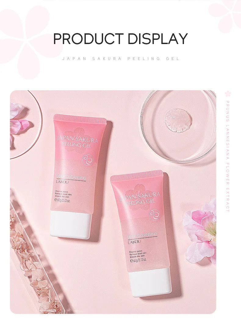 LAIKOU Exfoliating Face Scrub Peeling Gel Moisturizing Whitening Sakura Japan Remove Blackhead Acne Detoxifies & Clean All Skin