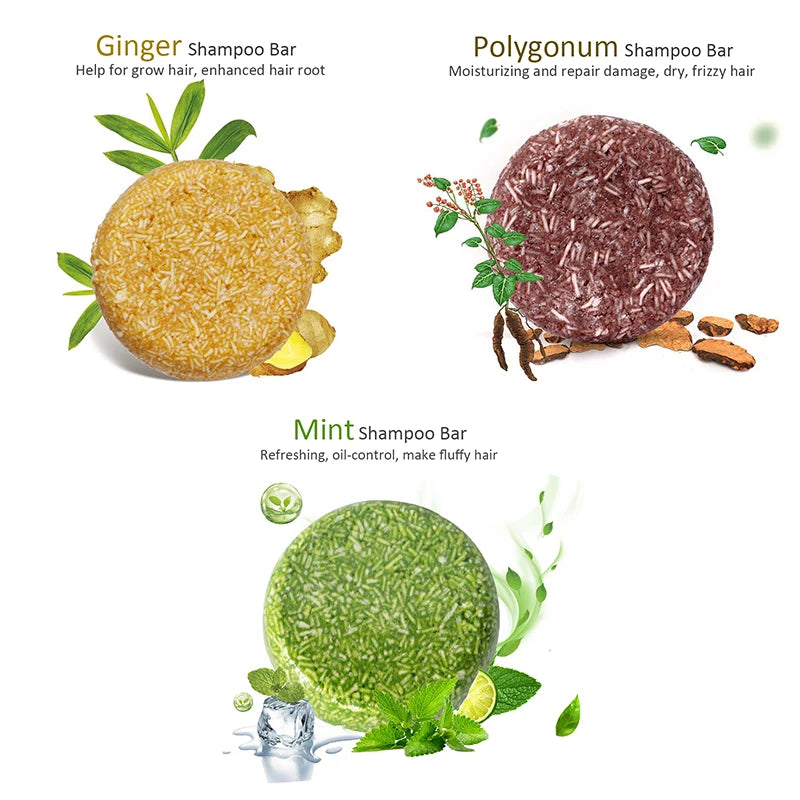 PURC Hair Shampoo Bar Ginger Polygonum Cold Processed Soap Smoothing Cleaning Anti Dandruff Soap Bar Soft Hair Care