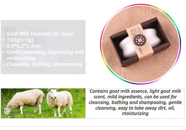 130g Goat Milk Soap Essential Oil Soap for Bamboo Charcoal,Papaya, Sandalwood, Honey, Lemon, Coffe ,Lily
