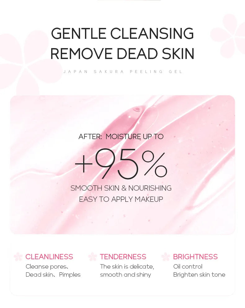 LAIKOU Exfoliating Face Scrub Peeling Gel Moisturizing Whitening Sakura Japan Remove Blackhead Acne Detoxifies & Clean All Skin