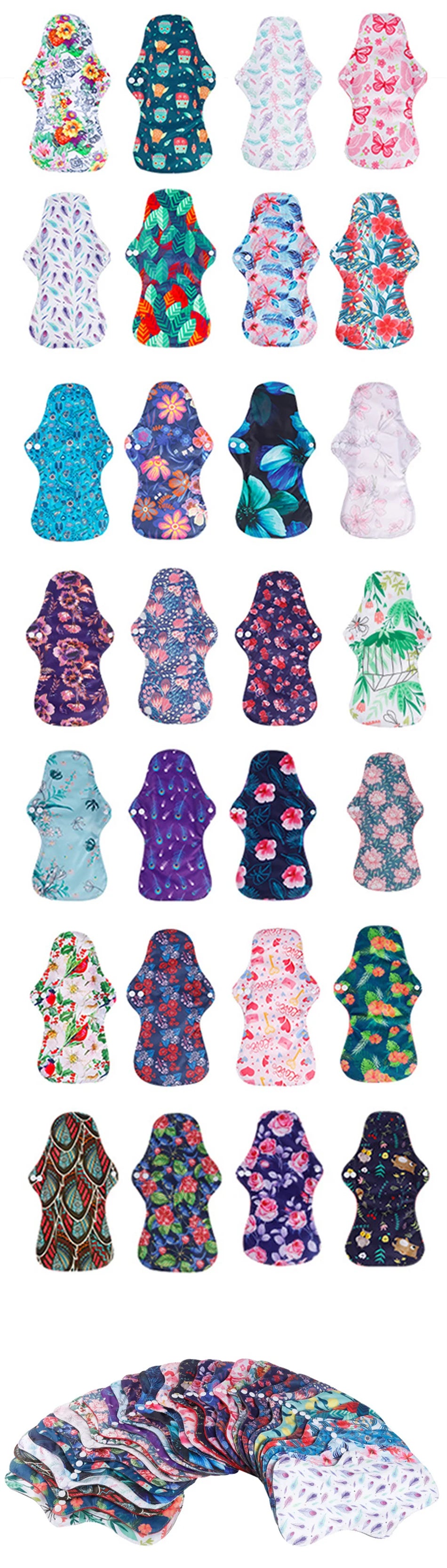 10pcs Organic Bamboo Charcoal Washable Hygiene Menstrual Pads Heavy Flow Sanitary Pads Lady Cloth Pad Reusable Pads