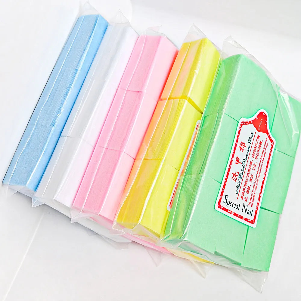 600pcs/Lot Nail Lint-Free Paper Cotton Fiber Tissue 5colors Nails Art Cleanin Cleaner Pad Polish Cotton Remover Sheet Wiper C#13