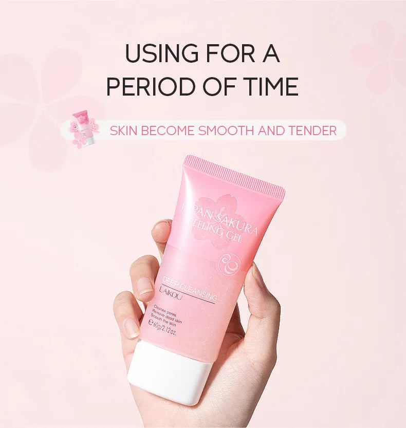 LAIKOU Exfoliating Face Scrub Peeling Gel Moisturizing Whitening Sakura Japan Remove Blackhead Acne Detoxifies & Clean All Skin