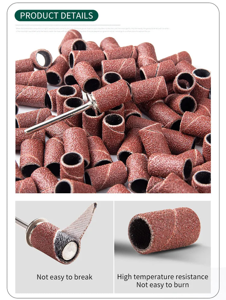 50/100Pcs Nail Sanding Bands For Electric Nail Drill Machine Replacement Sand Bands For Acrylic Gel Nails Manicure