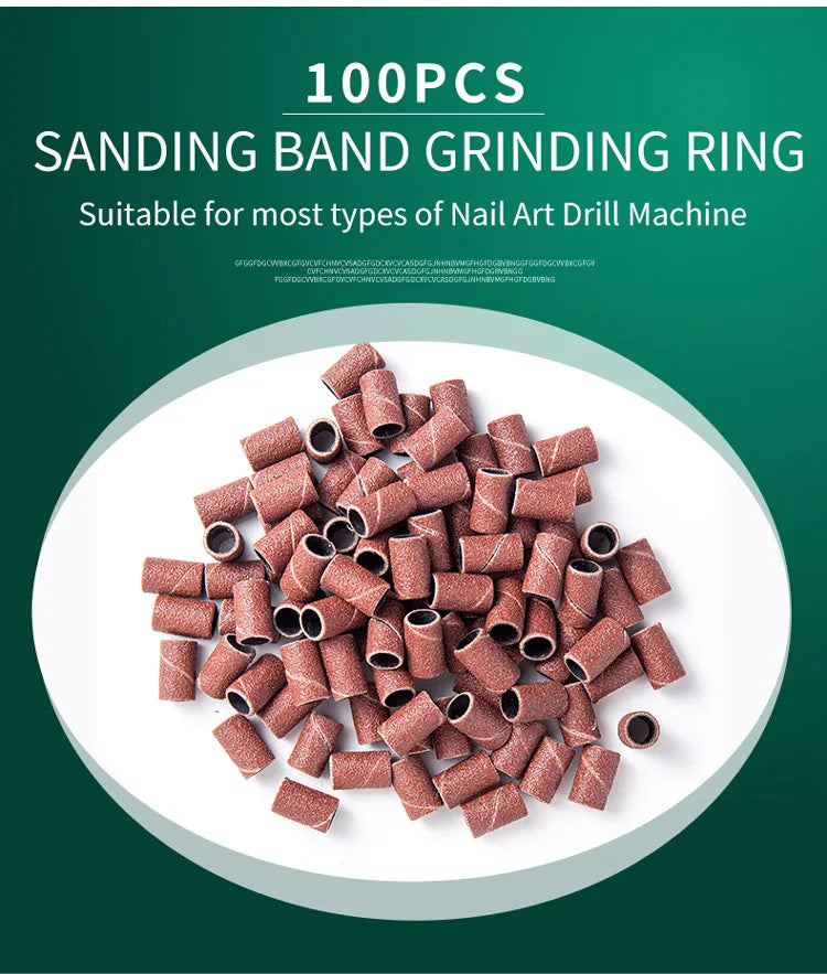 50/100Pcs Nail Sanding Bands For Electric Nail Drill Machine Replacement Sand Bands For Acrylic Gel Nails Manicure