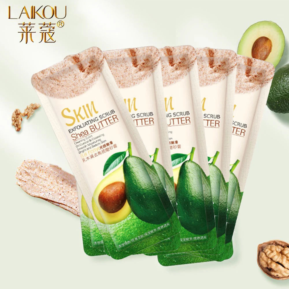 5pcs Shea Butter Exfoliating Peeling Gel Facial Scrub Moisturizing Nourishing Repair Scrub Face Cream Blackhead Remove Skin Care