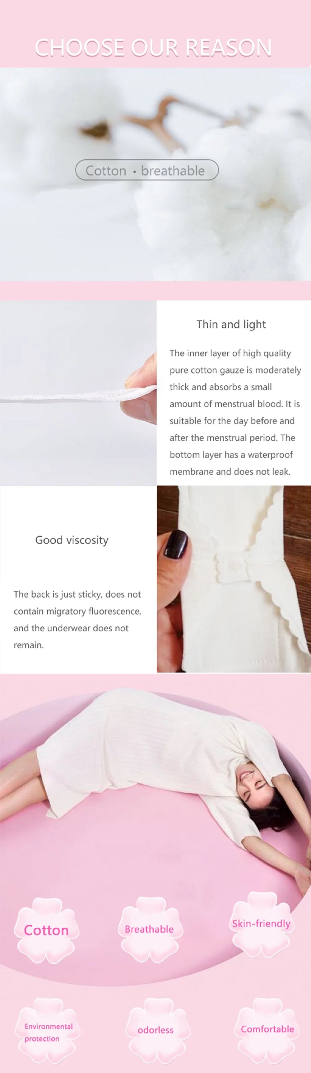 3Pcs/lot Thin Cloth Pads Soft Cotton Washable Feminine Panty Liners Sanitary Pads Napkin Daily Reusable Menstrual Hygiene Pads