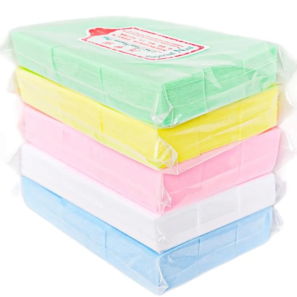 600pcs/Lot Nail Lint-Free Paper Cotton Fiber Tissue 5colors Nails Art Cleanin Cleaner Pad Polish Cotton Remover Sheet Wiper C#13