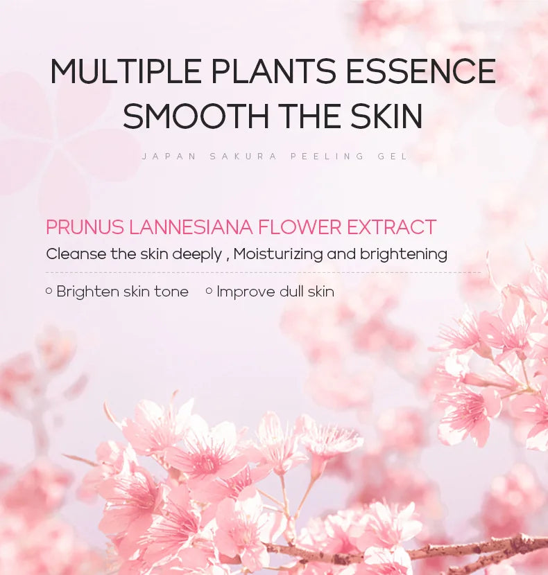 LAIKOU Exfoliating Face Scrub Peeling Gel Moisturizing Whitening Sakura Japan Remove Blackhead Acne Detoxifies & Clean All Skin