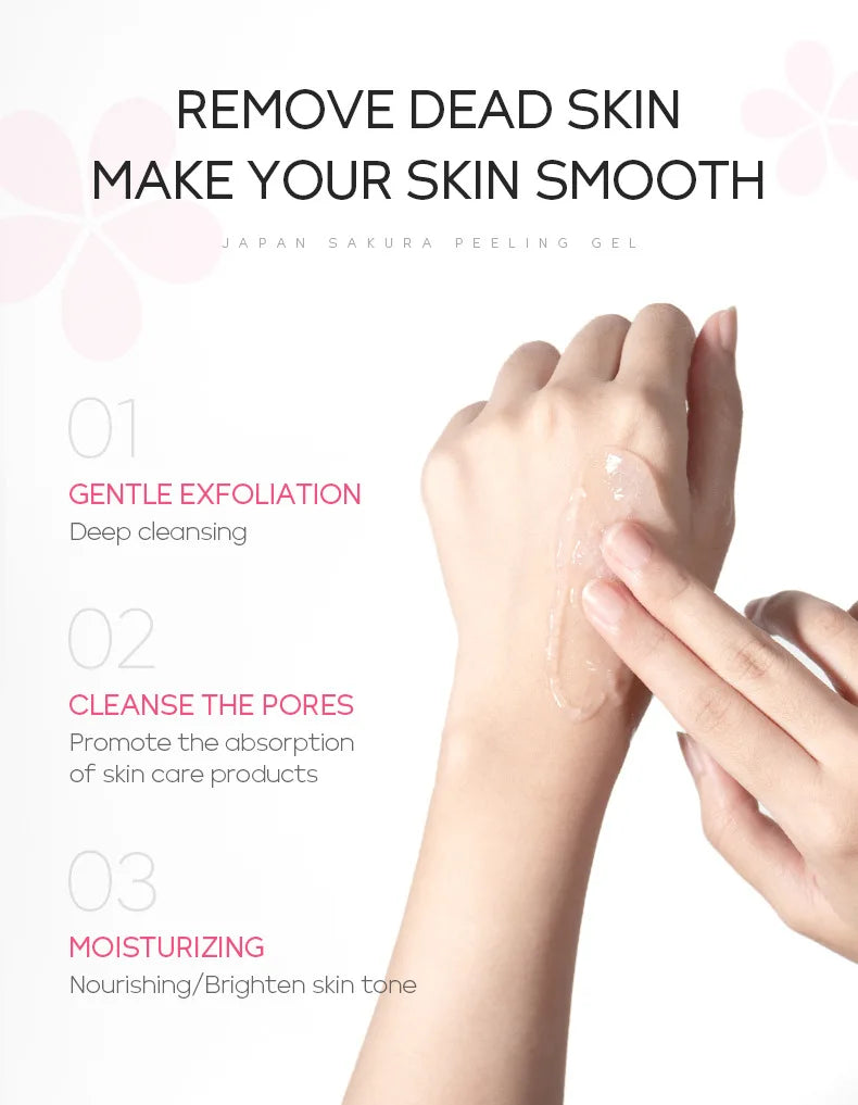 LAIKOU Exfoliating Face Scrub Peeling Gel Moisturizing Whitening Sakura Japan Remove Blackhead Acne Detoxifies & Clean All Skin