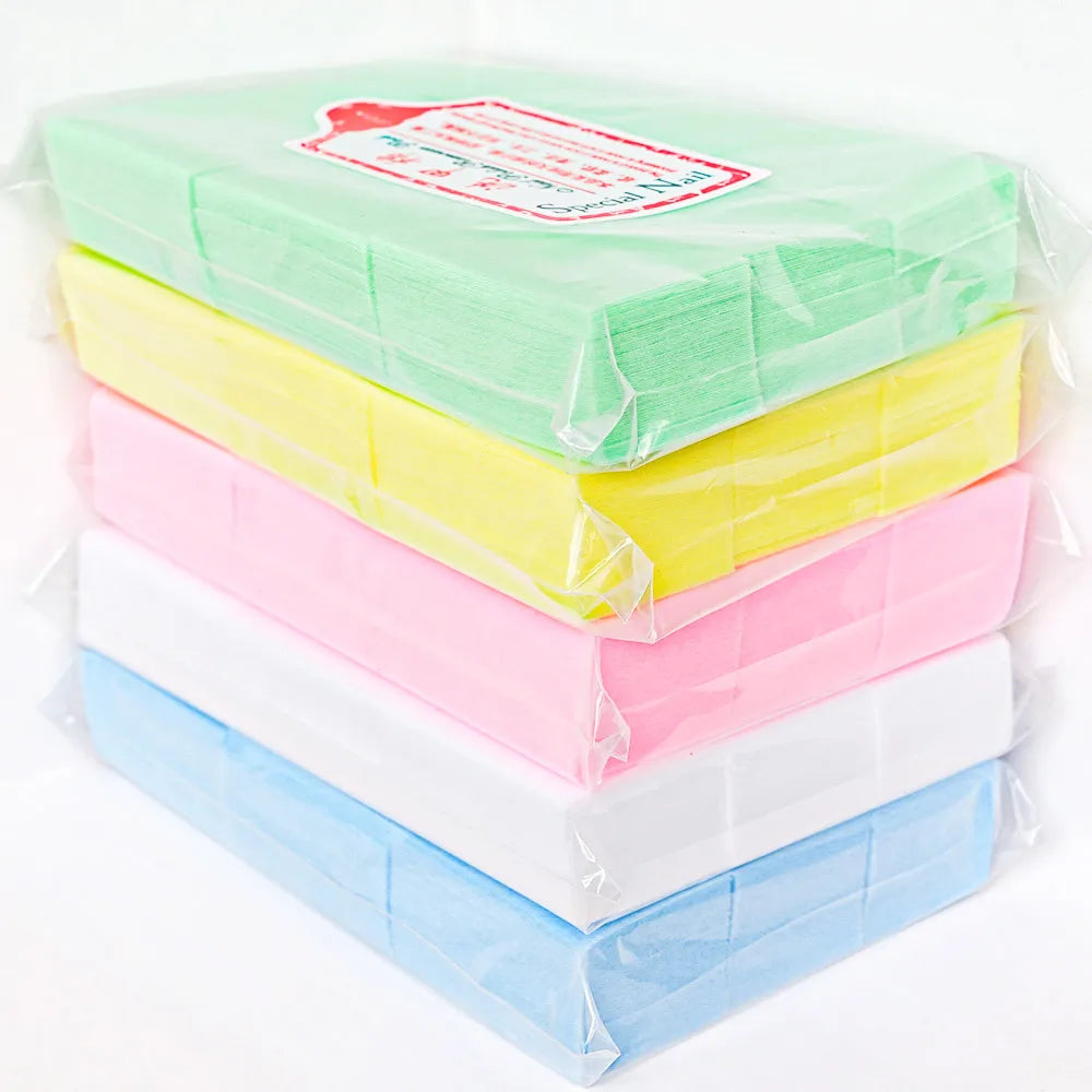 600pcs/Lot Nail Lint-Free Paper Cotton Fiber Tissue 5colors Nails Art Cleanin Cleaner Pad Polish Cotton Remover Sheet Wiper C#13