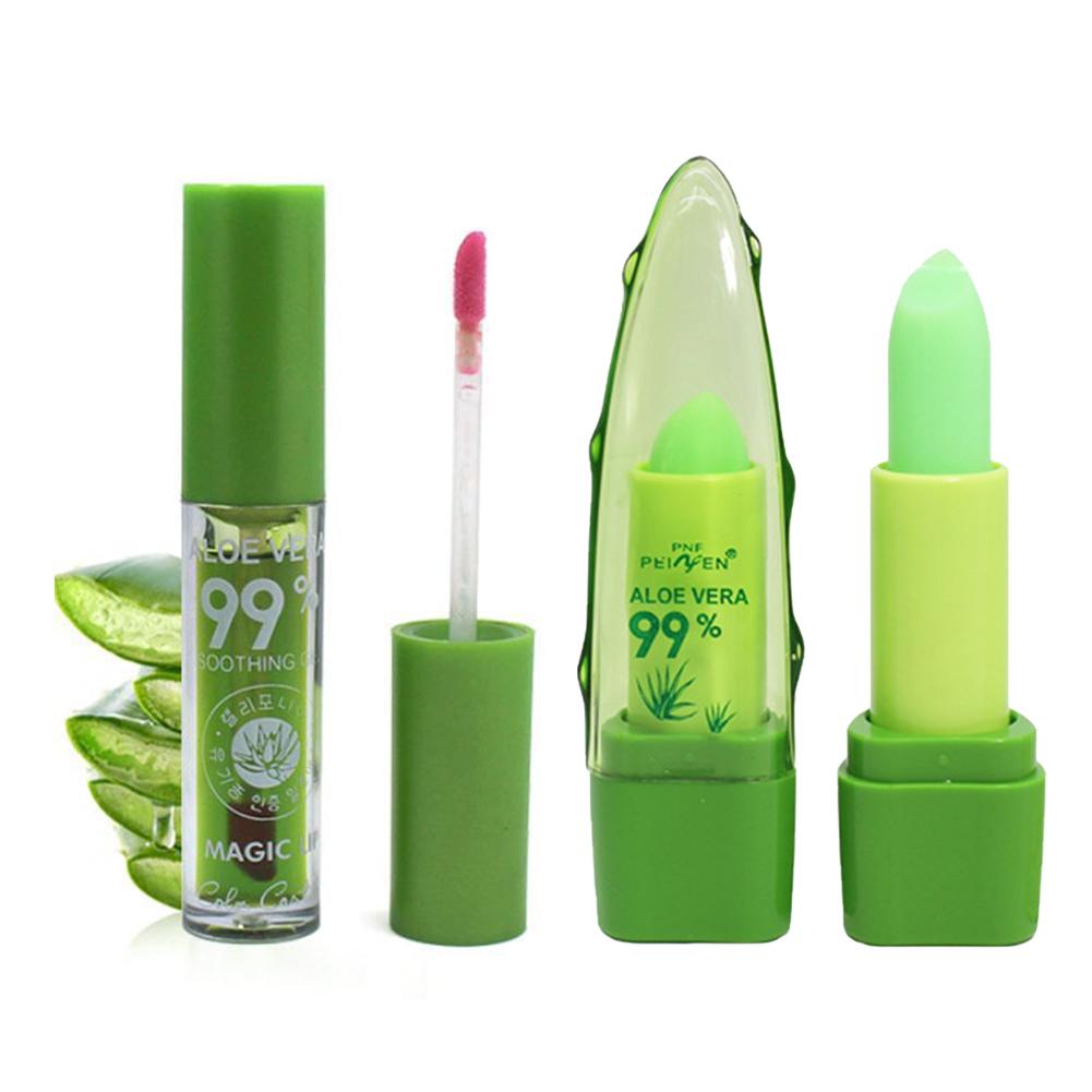Aloe Vera Discolored Lip Balm/Lip Tint Magic Color Changing Lipstick Moisturizing Lasting Nourishing Lip Gloss Lip Makeup Care