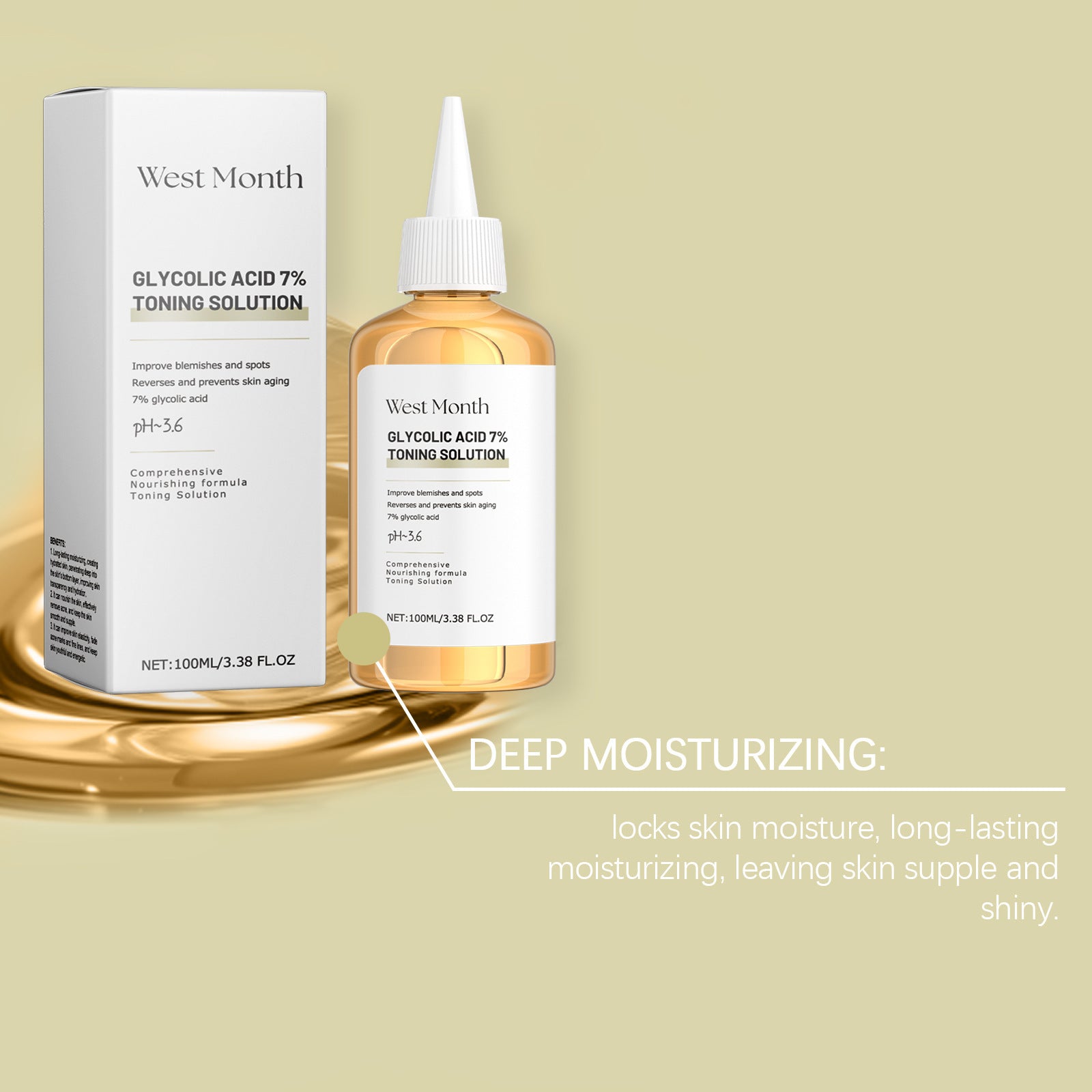 West&Month Glycolic Toner Remove Acne Marks Lightening Repairing Exfoliating Hydrating Whitening Rejuvenating Skin Care Products