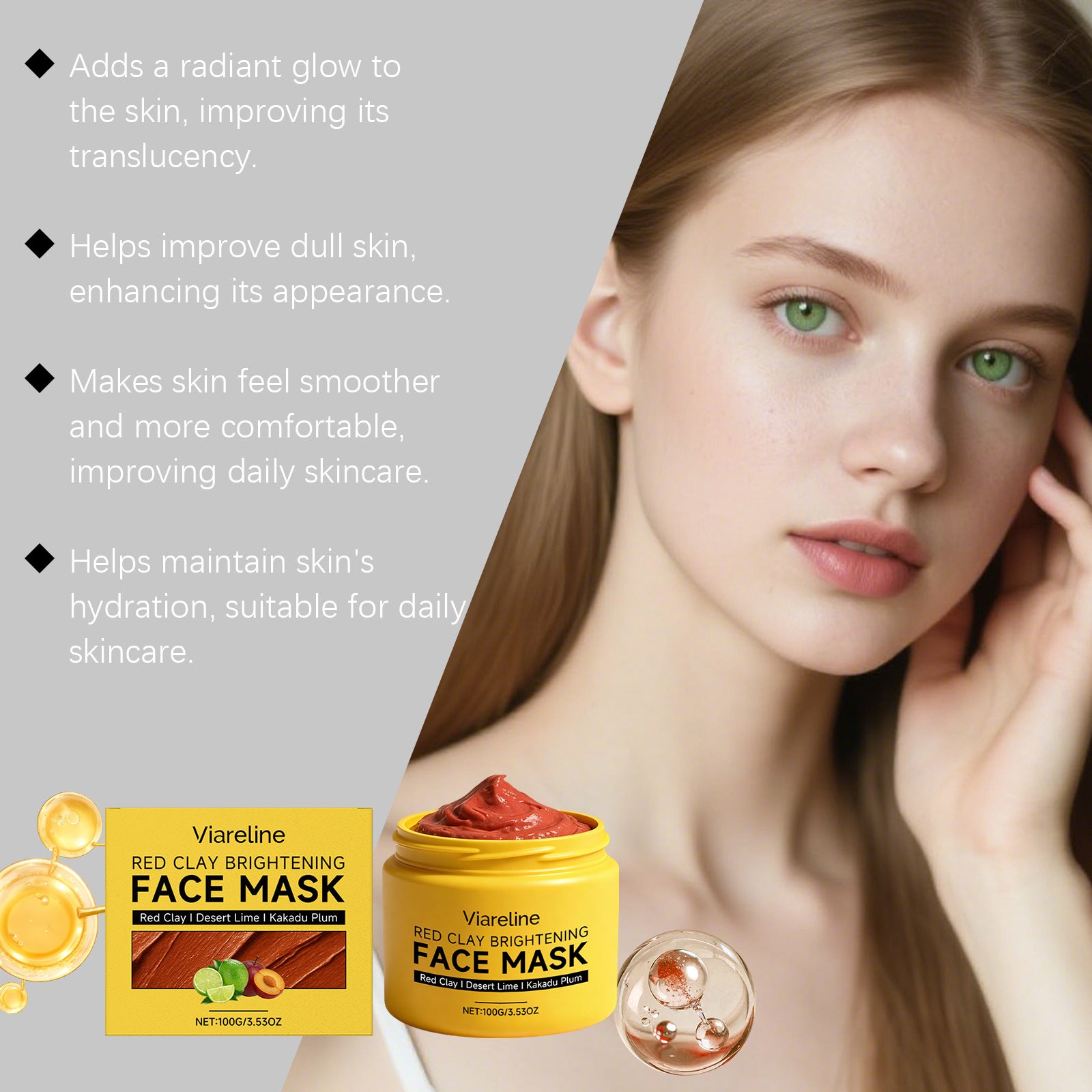 Red Clay Mask Deep Cleansing Shrinking Pores Improve Dark Spots Tighten Whitening Hydrating Oil Control Brightening Facial Mask