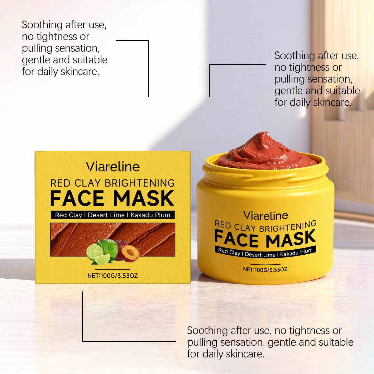 Red Clay Mask Deep Cleansing Shrinking Pores Improve Dark Spots Tighten Whitening Hydrating Oil Control Brightening Facial Mask