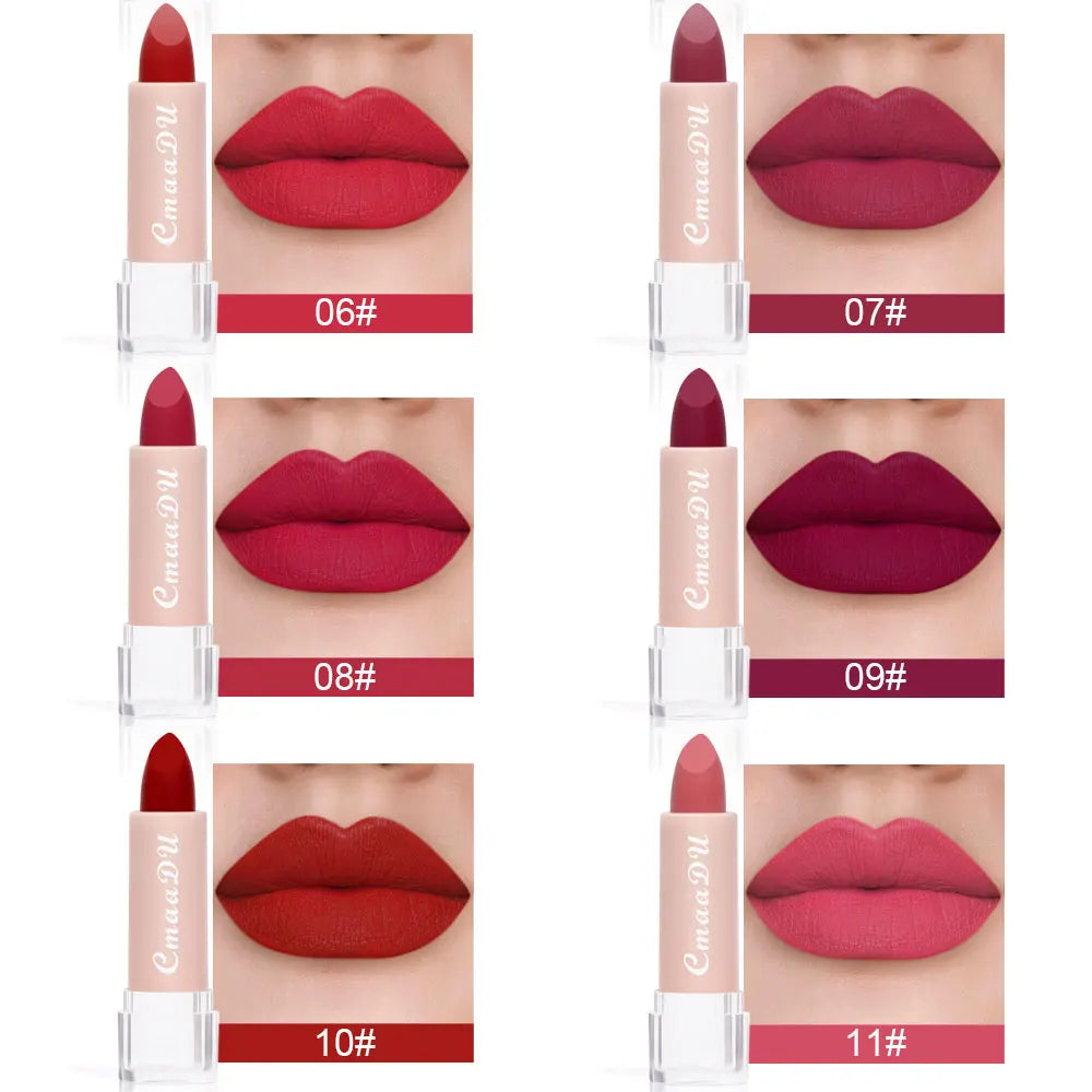 1 Pcs Velvet Matte Lipstick Long-Lasting Non-Stick Cup Waterproof Moisturizing Lip Gloss Fashion Classic Shades For Daily & Date