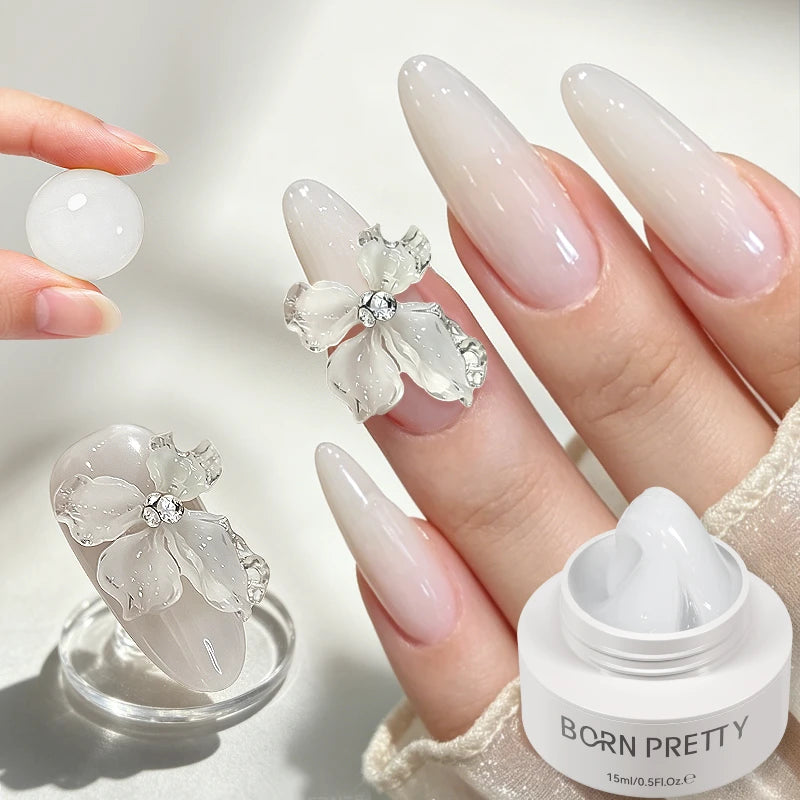 BORN PRETTY 15ml Clear Non Stick Hand Extension Gel 3D Shaping Sculpting Carving Nail Art Solid Hard Gel for Fake Nail