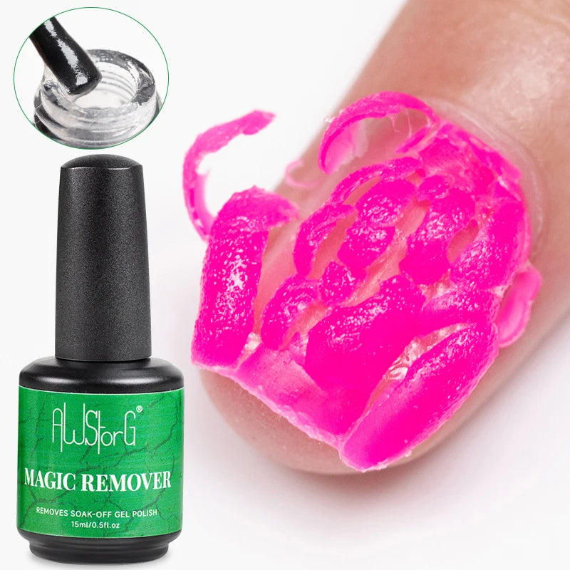AWStorG 15ml Magic Remover Nail Gel Polish Remover UV Gel Polish Fast Remove Semi Permanent Varnish Polish Cancel Glue