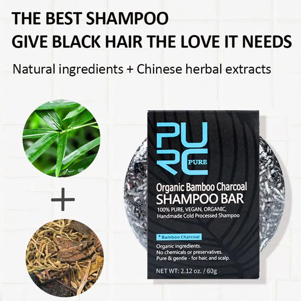 1PCS PURC Gray White Hair Shampoo Bar Bamboo Charcoal Detox Black Scalp Care Hair & Hair Bar Clean Shiny Treatment Soap W8S2