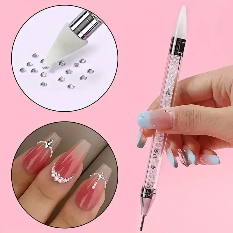 1pc Wax Nail Rhinestone Picker Dotting Pen Dual-ended Wax Pencil For Rhinestones Tip Crystal & Gem Nail Art Tool for DIY Manicur