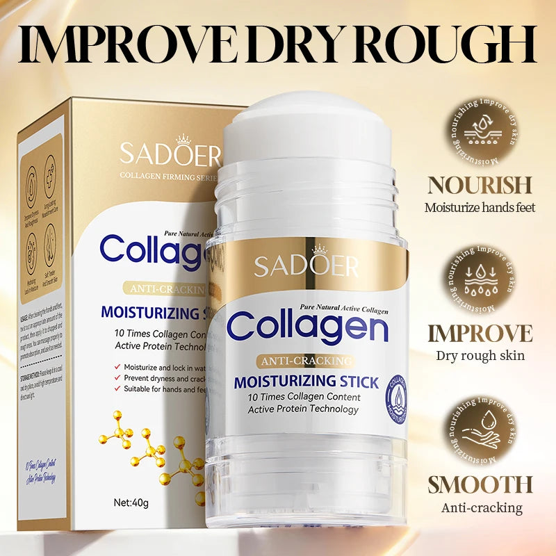 SADOER Collagen Hand & Foot Cream Stick Moisturizing Anti Cracking Whitening Anti Wrinkles Anti-Aging Hands Skin Care Products