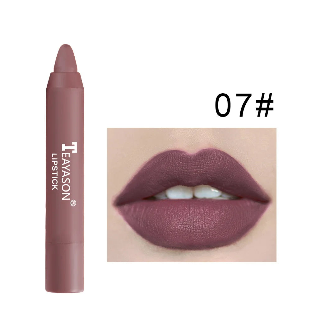 Nude Velvet Matte Lipstick Pen Lasting Waterproof Color Rendering Non-stick Cup Lipstick Pencil Lipliner Women Makeup Lip Stain