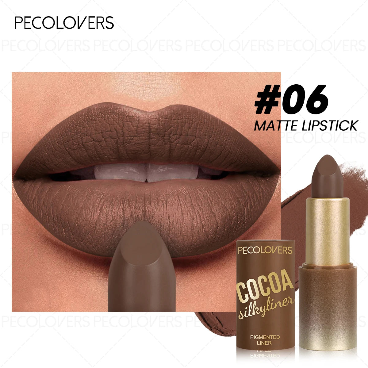 Waterproof Matte Brown Lip Glaze,Long-Lasting, Not Greasy Lip Gloss,Smooth Texture