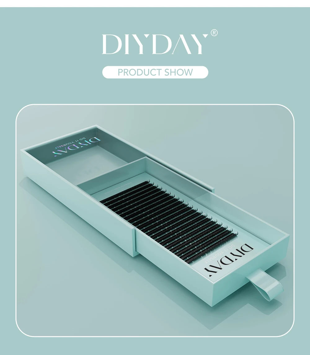 DIYDAY 16Rows Classic Lashes Individual Natural False Mink Eyelashes B C CC D DD Curl Eyelash Extension Supplies for Makeup