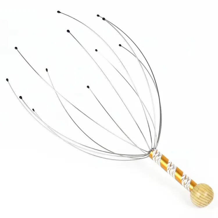 Relax Octopus Head Massager Stainless Steel Engraved Head Relaxer Brain Massage Claw Scalp Scratcher Itch Reliever Random Color