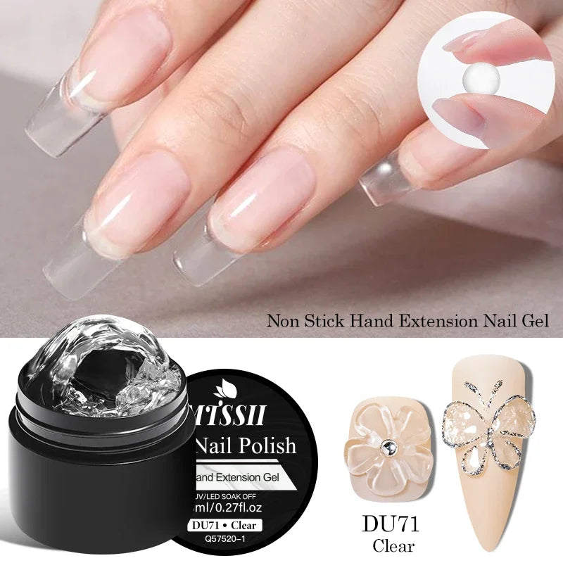 Clear Non-Stick Hand Extension Gel Nail Polish 3D Shaping/Sculpting/Carving UV/LED Gel Milky Jelly Hard Gel Nail Supplies DIY