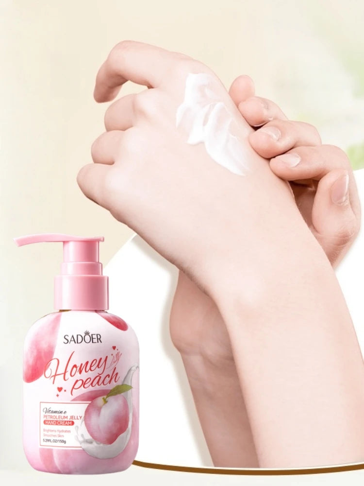 150g Peach Hand Cream, Rich in Glycerin, Peach Extract Essence, and Tocopherol, with a Moisturizing Texture That Is Non-Greasy, Can Nourish Dry Skin, and Can Be Used for Hand, Foot, and Body Care, Keeping Skin Hydrated, Soft,