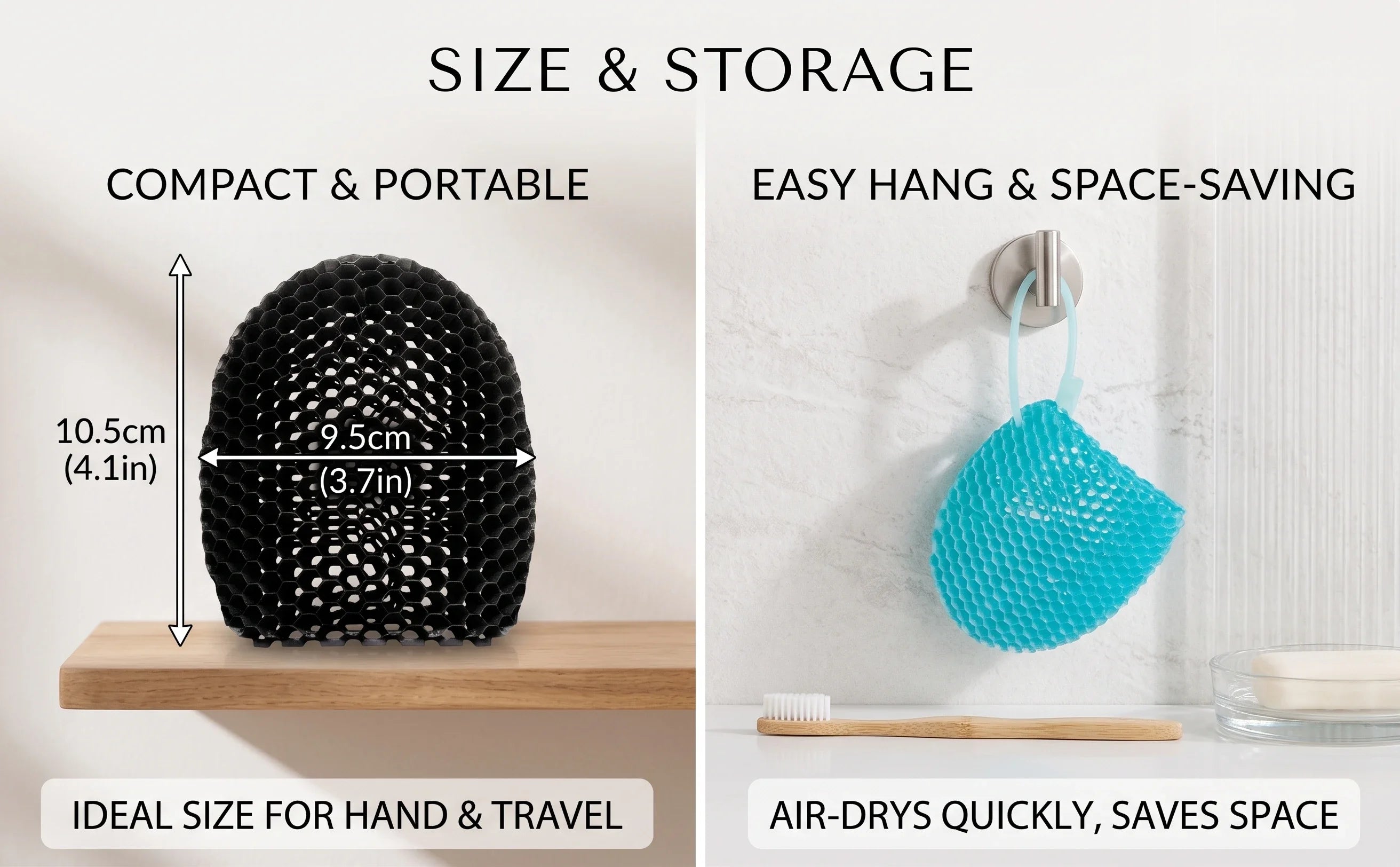 Honeycomb Exfoliating Shower Finger Caps, available in multiple colors, cleanses the skin and is safe, breathable and odorless.