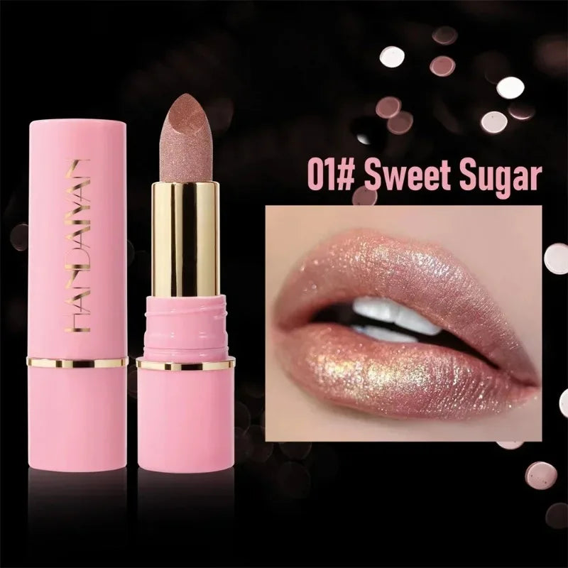 8 Colors Diamond Shimmer Lipstick Purple Metallic Glitter Pearlescent Lip Tint Long Lasting Waterproof Lipstick Makeup Cosmetics