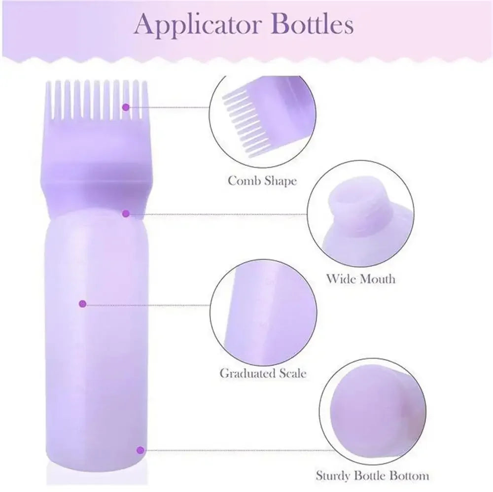 120ml Hair Dye Refillable Bottle Applicator Comb Multicolor Plastic Dispensing Salon Oil Hair Coloring Hairdressing Styling Tool