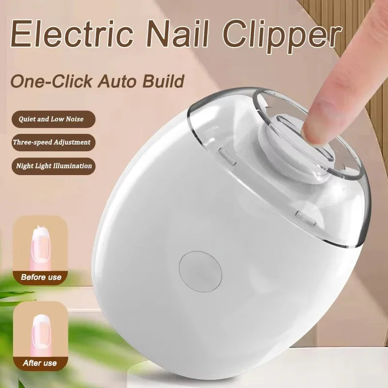 Portable 2 In 1 Electric Nail Grinder With LED Light Mini Manicure Nail File Tool Household Nail Care Supplies For Baby Adult