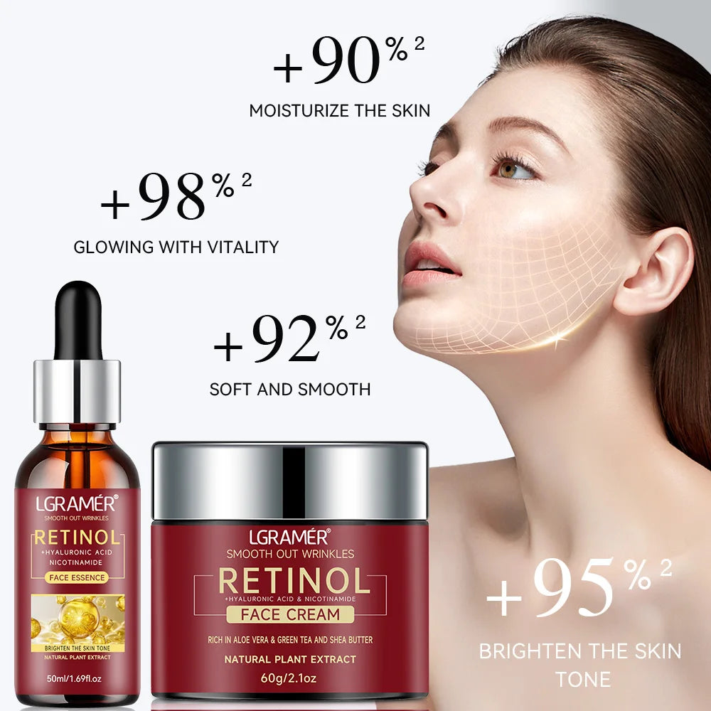Retinol Serum Combo Face Cream Lifting Firming Repairing Moisturizing Nourishing Cream Brightening Skin Younger Face Skin Care