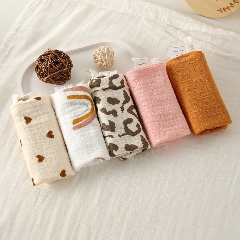 Portable High Quality 4-Layer Pure Cotton Cotton Washcloth Absorbent Soft Square Towels Gauze Cotton Towels Newborn Burp Cloth
