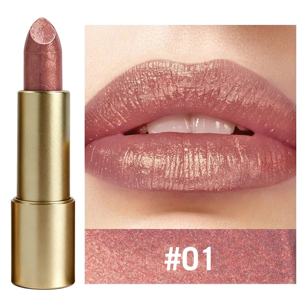 JUJU DREAM Shiny Glitter Lipstick Waterproof Long Lasting Shimmer Lip Makeup for Women