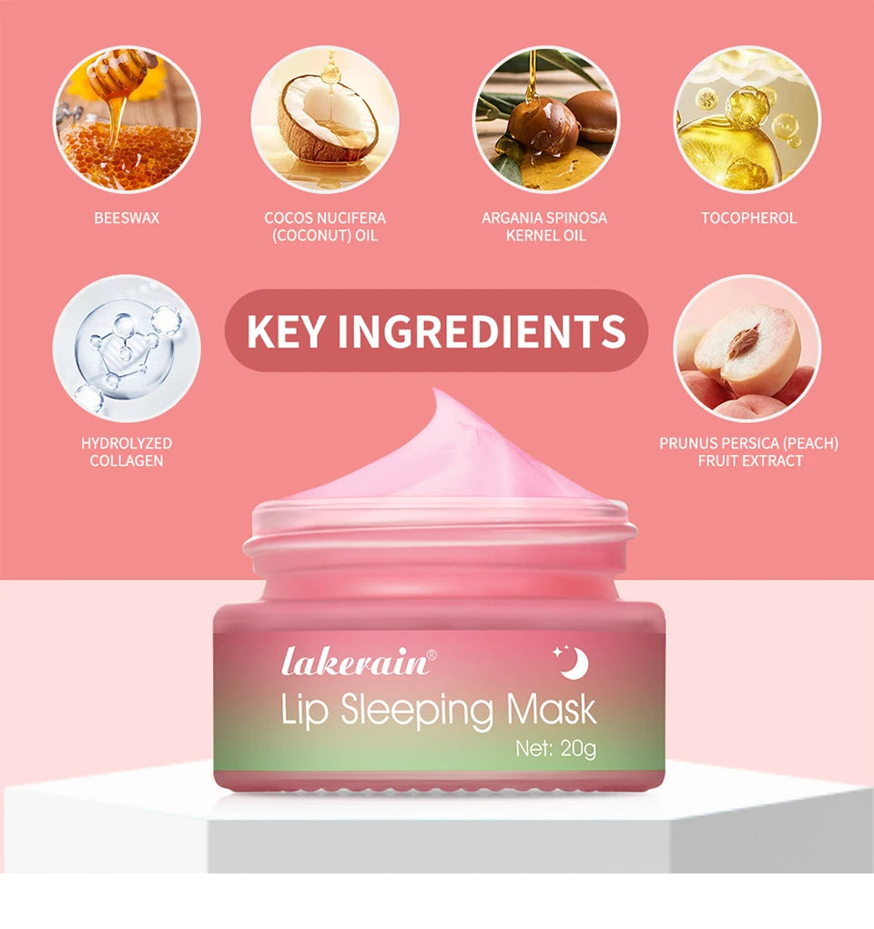 Jelly Peach Lip Sleeping Collagen Mask Hydrated Pink Lip Repair Nourish Protect Volumizes Dry And Chapped Lips Care Products