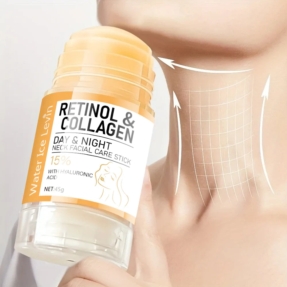 45g Retinol and Collagen Day and Night Neck Cream Facial Stick, Hydrating and Moisturizing, Non-Greasy, Easy to Use, Easy to Absorb, Gentle and Non-Irritating, Deeply Absorbed!