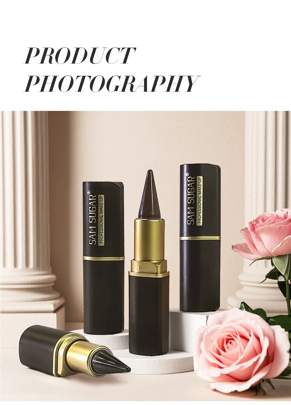 Black Waterproof Eyeliner Pen Long Lasting 24H Smudge Proof Gel Makeup Highlighter For Smokey Eye Look Fast Drying