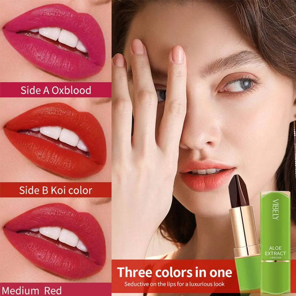 VIBELY winter Moisturizing Changing 3 colors Lip Balm Natural Aloe Vera Long Lasting  Lipstick for Women Color-Shifting Makeup